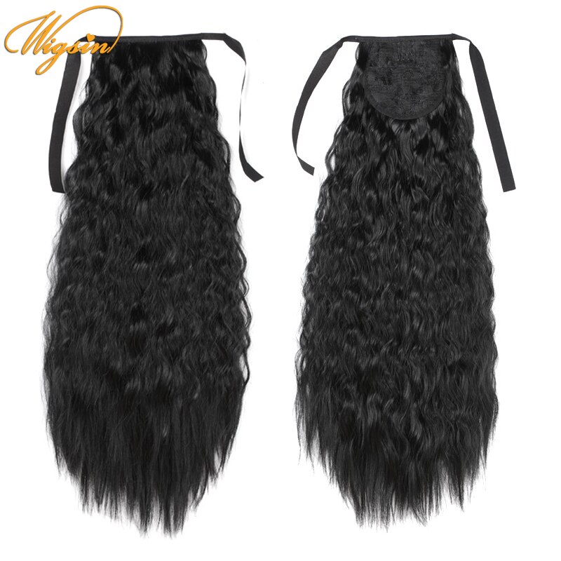 WIGSIN 22Inch/32Inch Syntheic Afro Kinky Curly Drawstring Ponytail Hair Extensions Natural Black Brown Hairpiece for Women