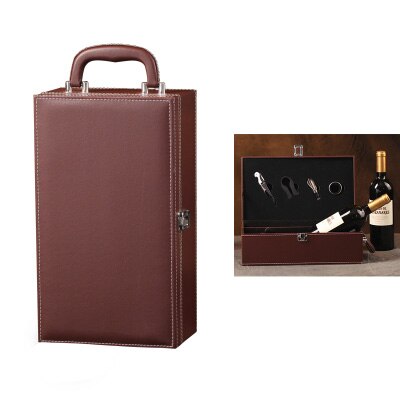 PU Leer hoogwaardige Wijn Dubbele Box 750 ml 2 Flessen Pakket Leer Wijn Geschenkdoos Effen Top- grade Commerciële Verpakking: 15