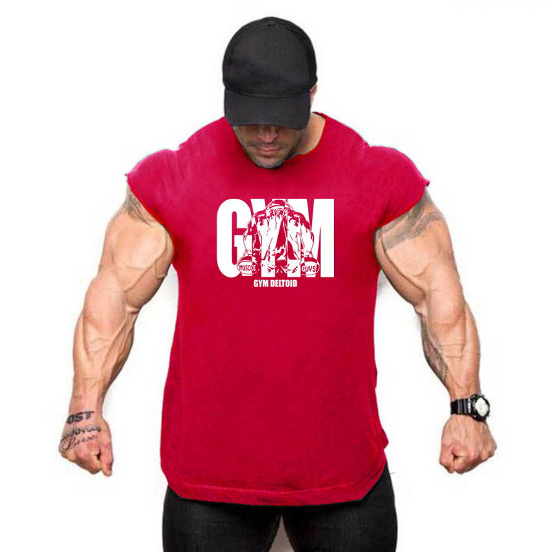 Sommargymmärke för män, bodybuilding och fitness, stringer-linne, sportväst, muskel-ärmlös tröja, träningslinnen: Xl / Lila