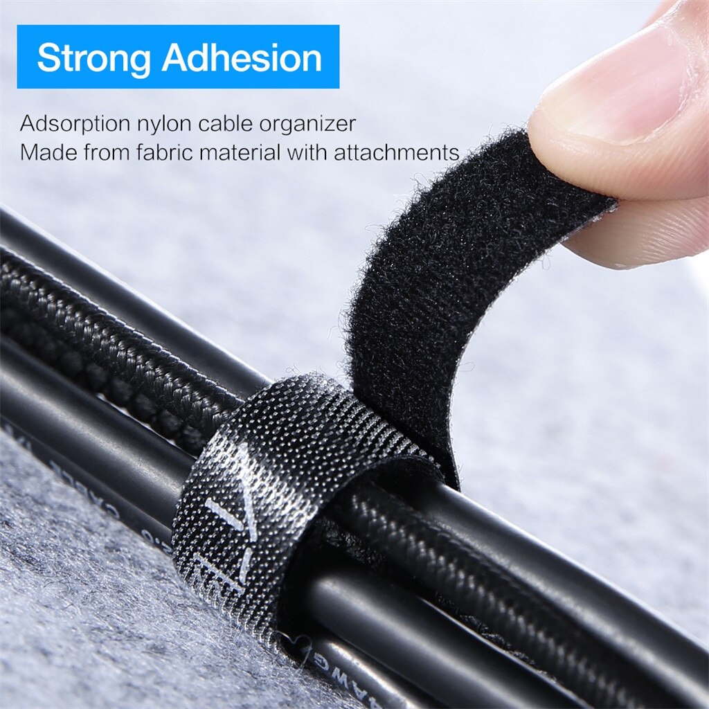 1/3/5M Ultra Thin Micro Soft Nylon Hook Buckled bandage Loop Fastener Magic Tape Clip Holder Cable Ties Strap Office Organizer