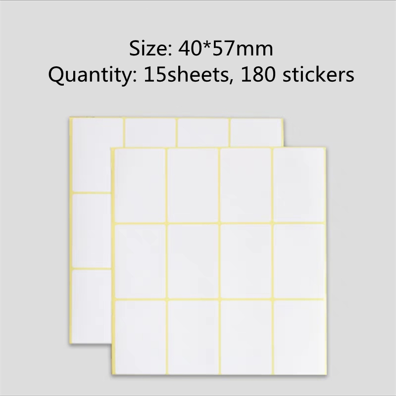 15Sheets Paper Self Adhesive Sticky White Label Name Stickers Blank Note Label Bar DIY Stationery Sticker Various Sizes Optional: Lake Blue