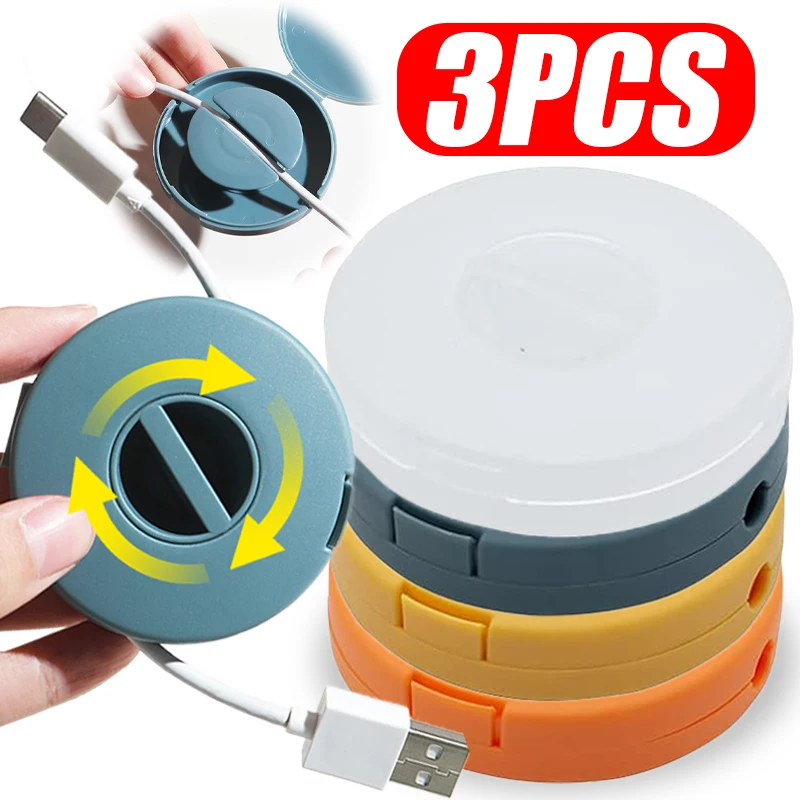 Retractable Portable Cable Organizer Flexible Cable Winder Wire Management Round Travel Wire Keeper Box for Wrapping Earphone