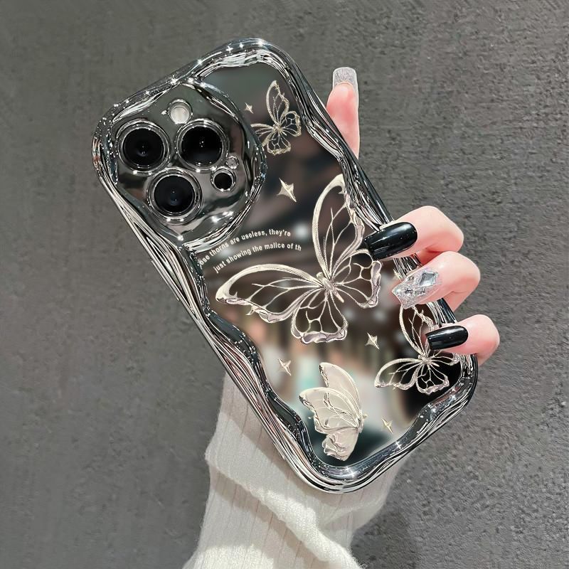 Coque de téléphone papillon scintillant, étui en Silicone souple pour iPhone 14 Pro Max 15 11 12 13 XR 8 7 Plus X XS SE 2022