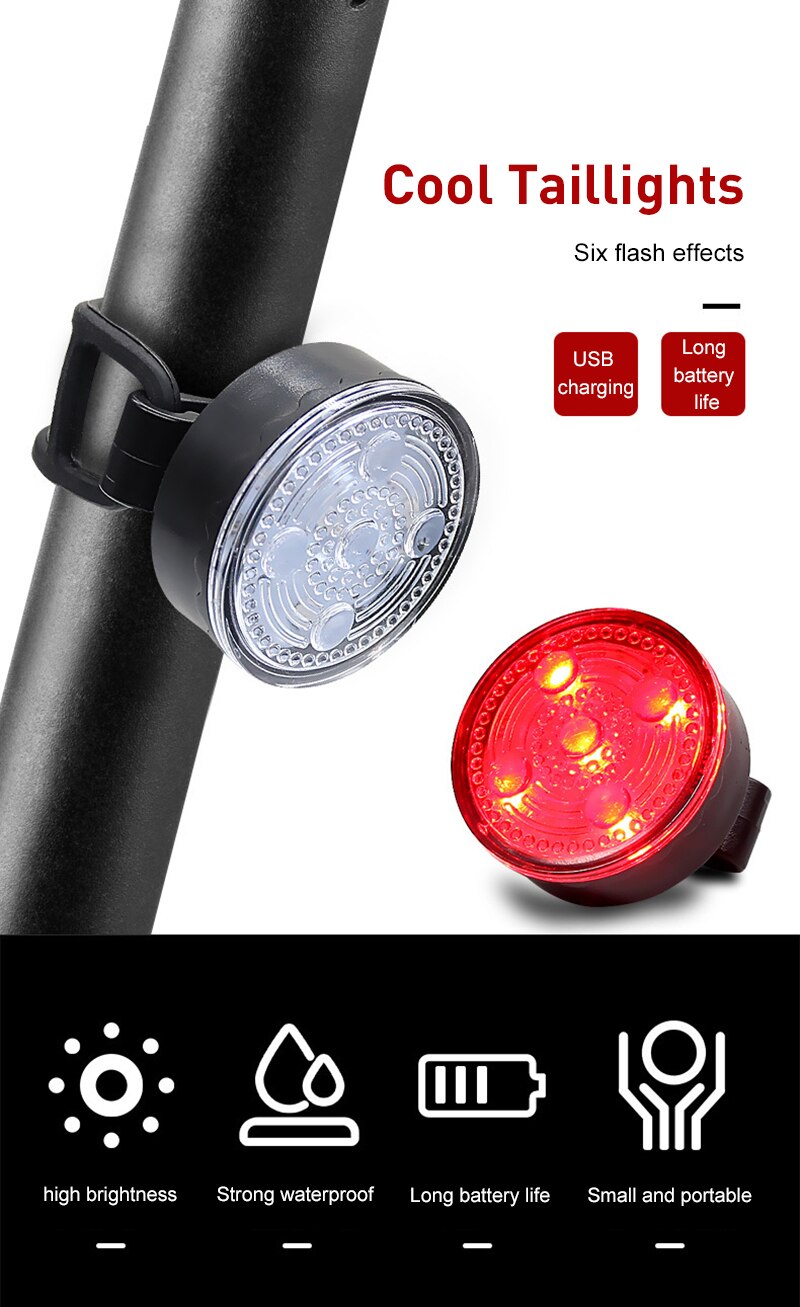 Usb Oplaadbare Fiets Licht Usb Led Achter/Voorkant Fietslicht Waterproof Bike Staart Stuur Lamp Fietsen Helm Rugzak Licht