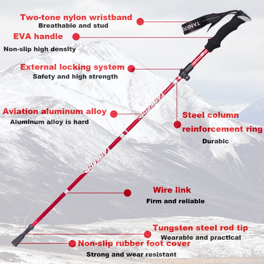 5-Section Outdoor Fold Trekking Poles Walking Stick For Nordic Walking Hiking Antishock Walking Stick Elderly
