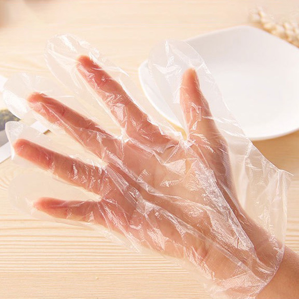 100 stk. engangshandsker plastikhandsker gennemsigtige miljøvenlige rengøringshandsker til gør-det-selv madlavning køkkentilbehør