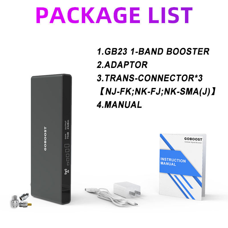 GOBOOST 70dB Gain Signal Booster GSM 2G 3G 850 900 Cellular Amplifier UMTS 2100 LTE 4G 700 800 1800 Internet Repeater B20