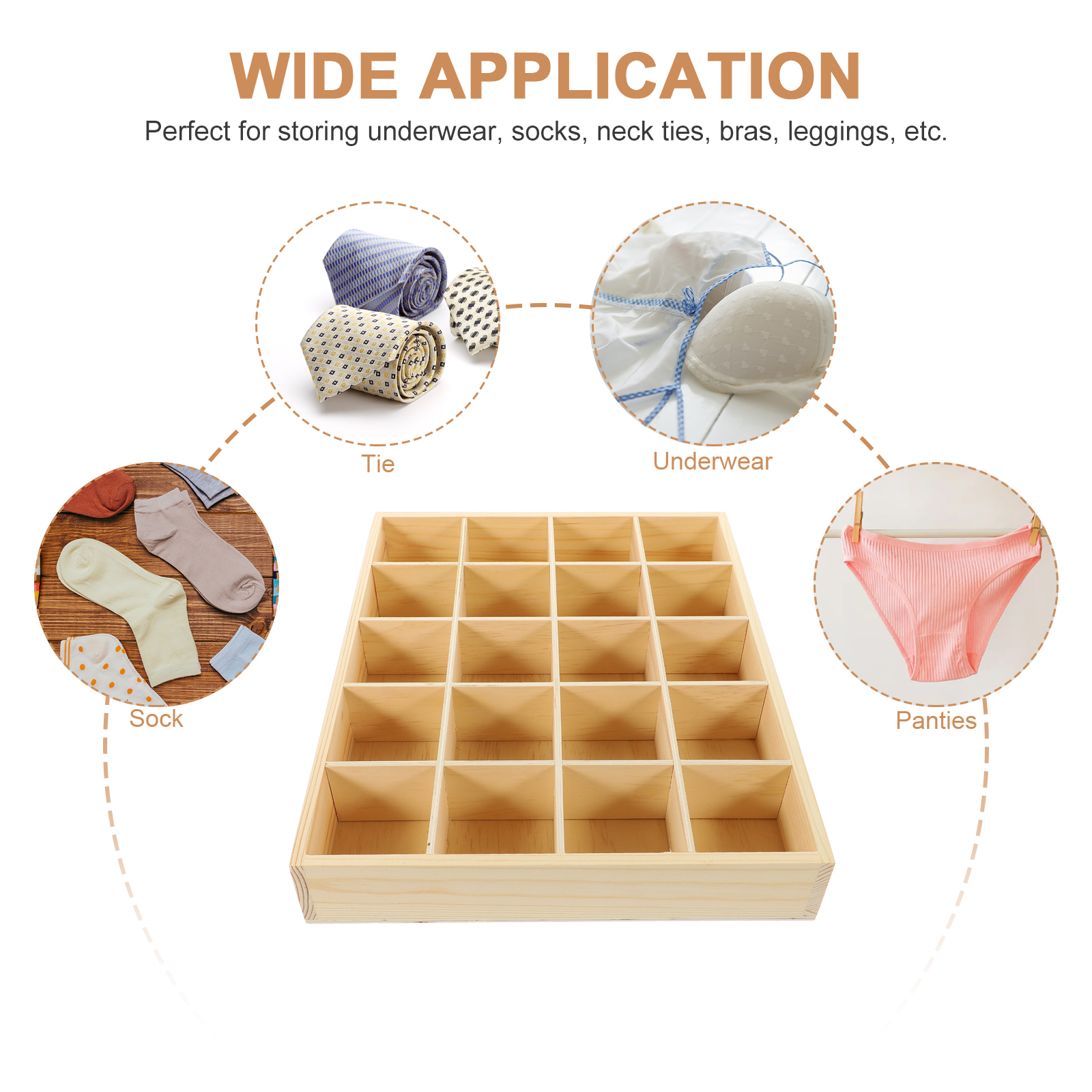 Organizadores de cajones para ropa interior, calcetín, sujetador, pantalón, bufanda, corbata, armario, cajón, organizador de almacenamiento, estuche de madera para ahorrar espacio, 1 ud.