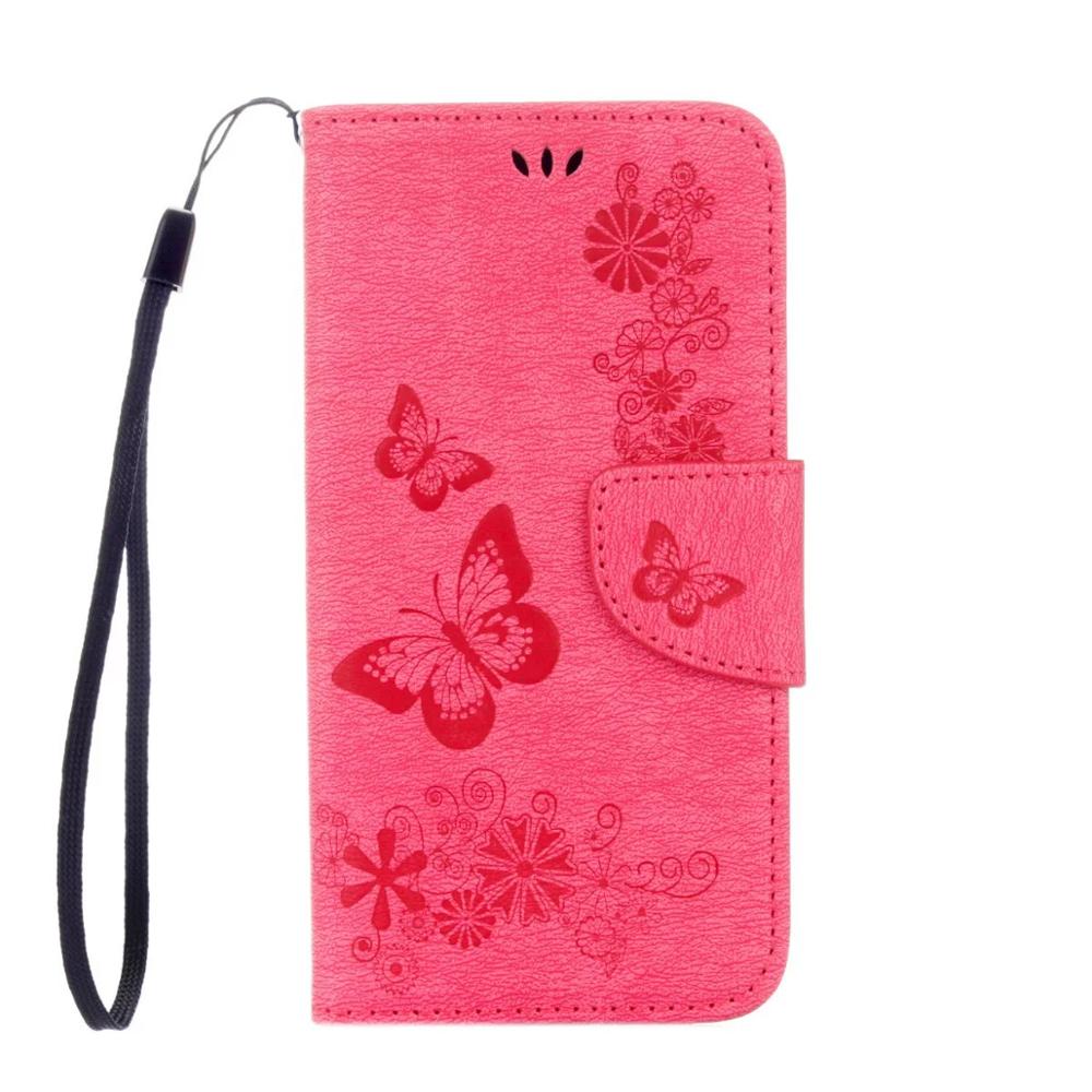 FULAIKATE for Sony Xperia XA1 Ultra Flip Case Matte Embossed Butterfly Strap Stand Back Cover Holster with Card Pocket Mt Cases: Rose