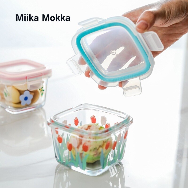 Japanse Stijl Transparant Glas Salade Kommen Met Deksels Container Dispenser Cake Fruitschaal Dessert Snack Kom Keuken Organizer