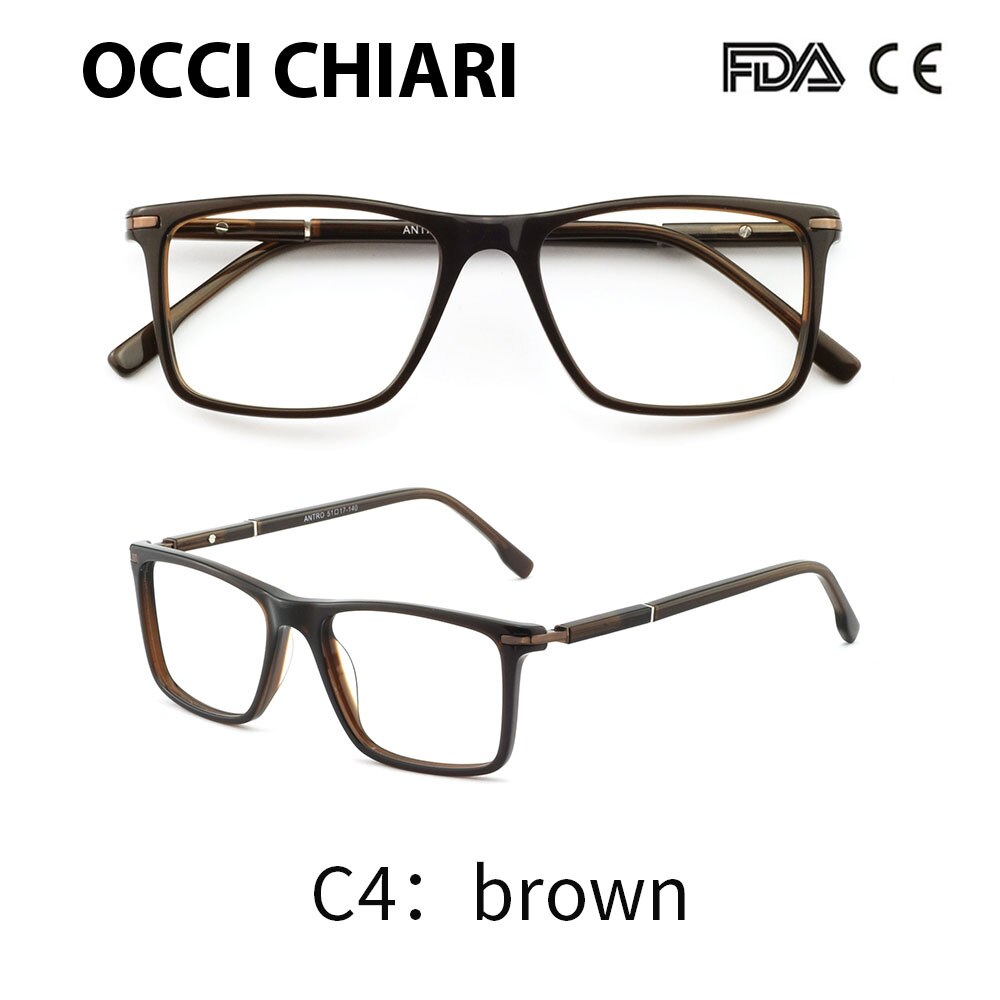 Occi Chiari Blauw Licht Brilmontuur Man Business Brillen Computer Gaming Bril Brillen Optische Recept Frame Ogen: C4 Brown