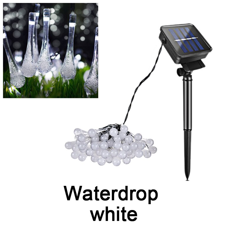 Udendørs solar havelys led plænelampe led string fe lys havelandskab belysning bryllupsfest juleindretning: Vanddråbe hvid / 6m 30 lysdioder