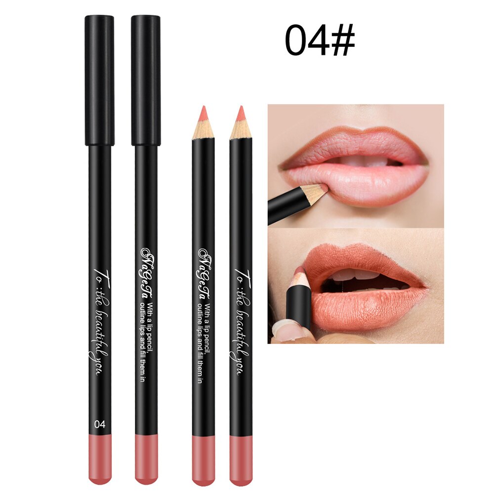 1 st 12 färger lip liner penna vattentät långvarig natur läppar konturlinje makeup lipliner penna: 04