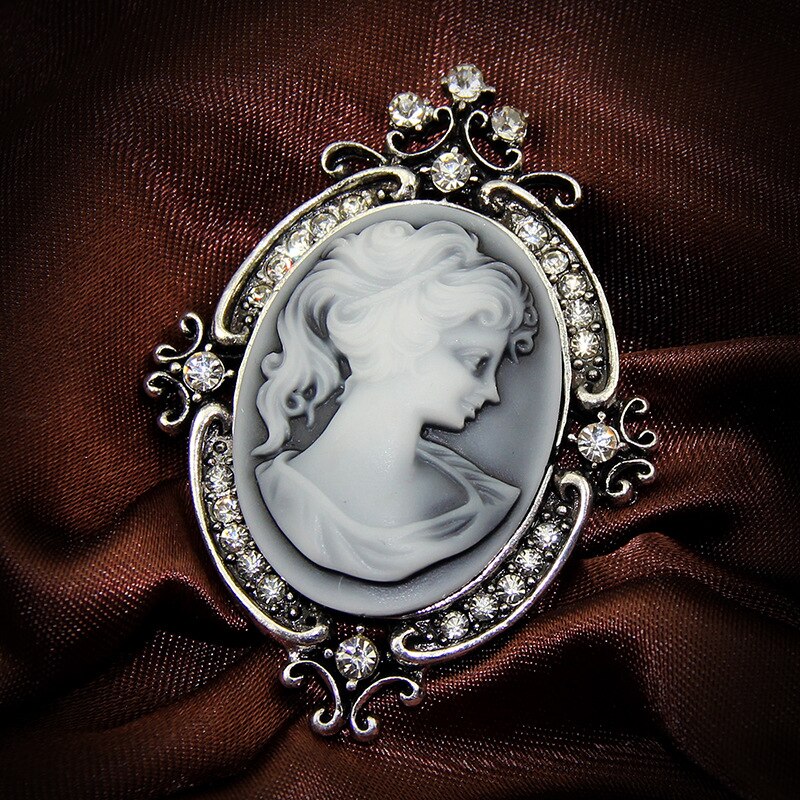 Crystal Rhinestones Cameo Vintage Broches Voor Vrouwen Queen 'S Cameo Beauty Hoofd Broche Pin Kleding Accessoires Meisjes