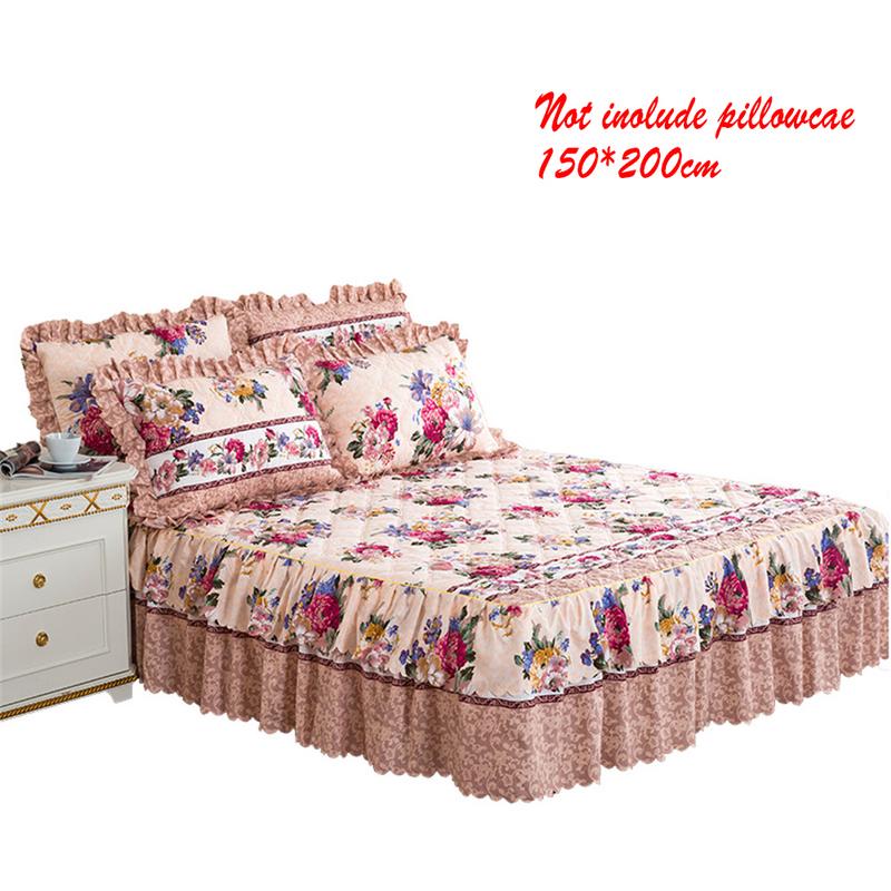 150*200 cm Sprei Queen Bed Rok Verdikte Laken Eenpersoonsbed Stof Ruches Bloem Patroon bed cover lakens: 7
