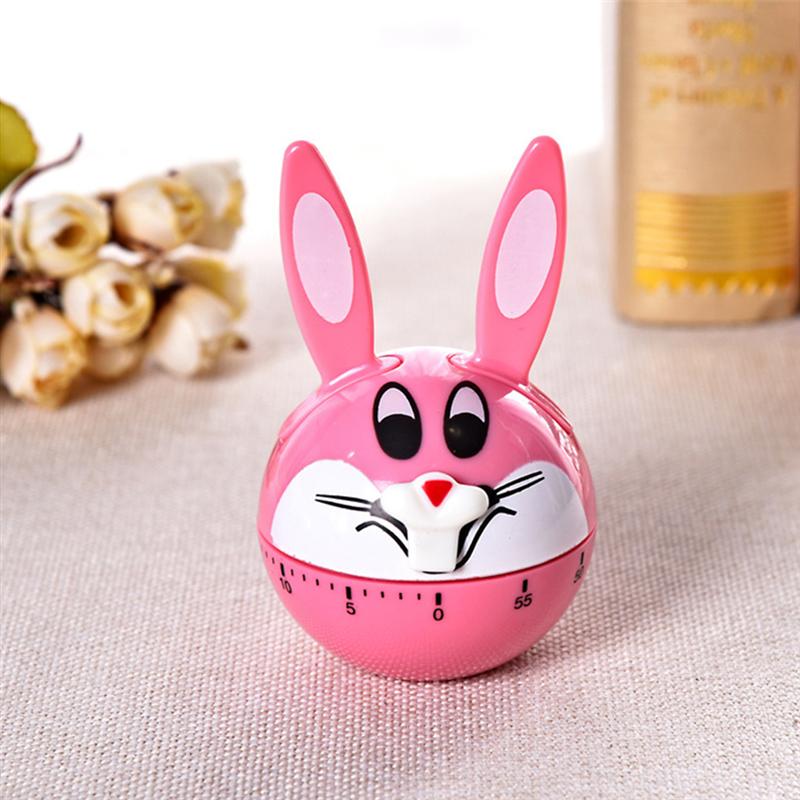Mechanical Cartoon Timer Kitchen Cooking Counter Manual Time Reminder Home Kitchen Tool (Pink)