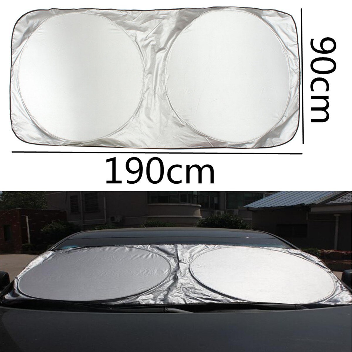 190 x 90cm sølv dobbelt ring foldebil forbagrude solskærm solskærm forrude blok dæksel passer til suv bil styling