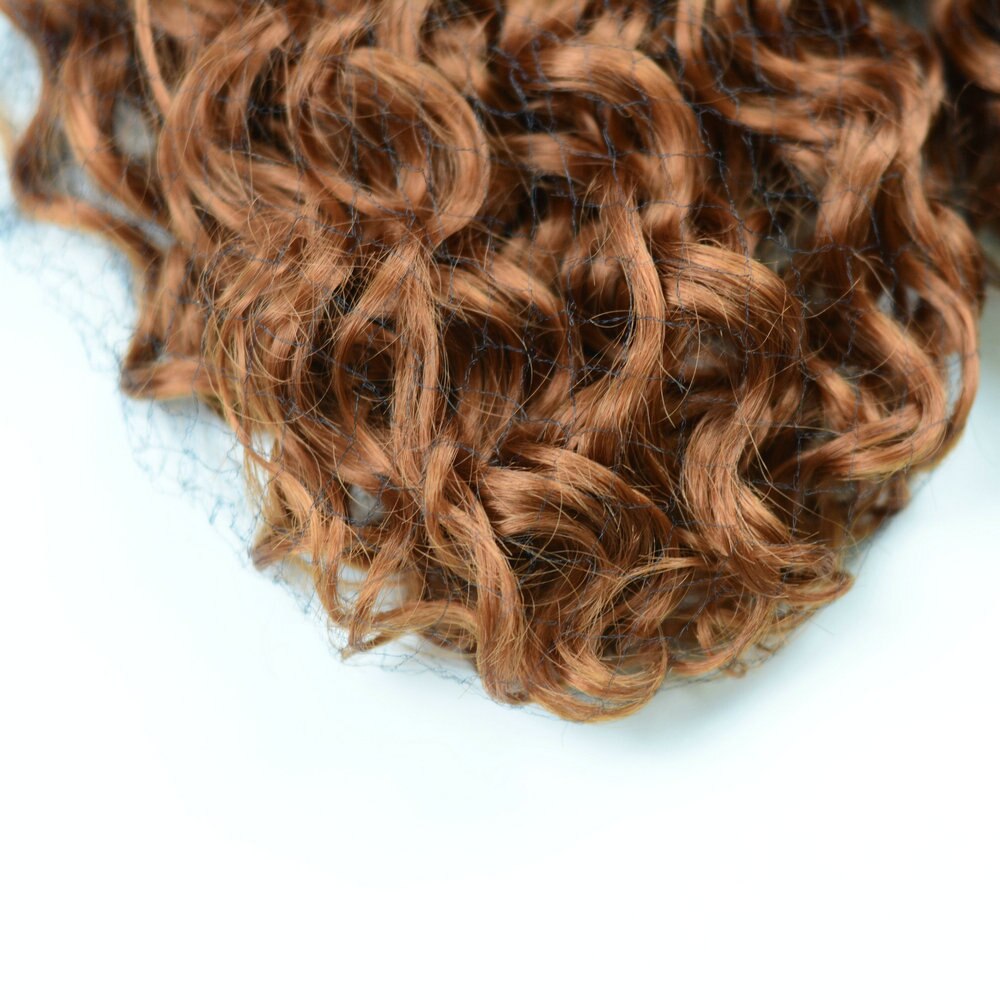Adorable tissage synthétique ondulé T1b30 en Fiber résistante à la chaleur, mèches de cheveux bouclés Jerry, couleur brun foncé ombré, 100g
