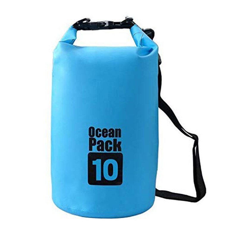Vattentät torr väska utomhus roll top kompressionssäck ocean pack ryggsäck för kajakpaddling strand forsränning båtliv camping fiske simma: Blå 10l