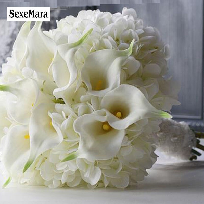 Pure romantische liefde calla hortensia witte bruid bedrijf bloemen getrouwd Bruiloft Boeket