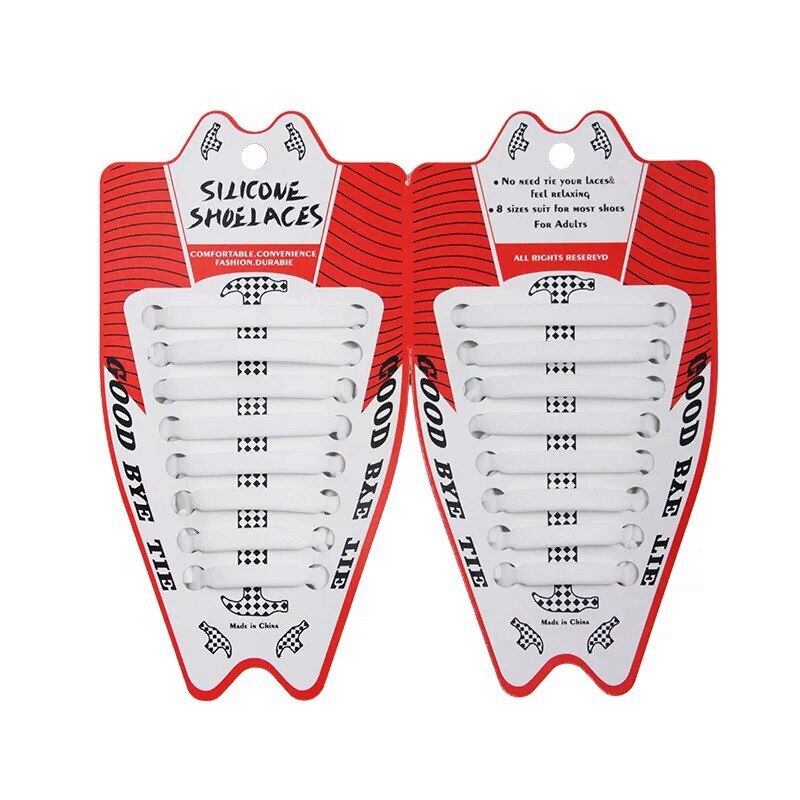 Lacets artificiel astiques en Silicone pour Chaussures, Spécial, Sans Bruit, pour Homme et Femme, L1, 16 Pièces/Lot: WHITE