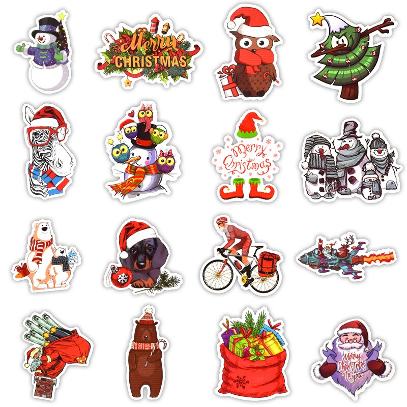 pegatina de Papá Noel 50 Uds de Navidad decoración para niñas y niños pegatina para ordenador portátil para Lenovo/xiaomi/MacBook Air Pro