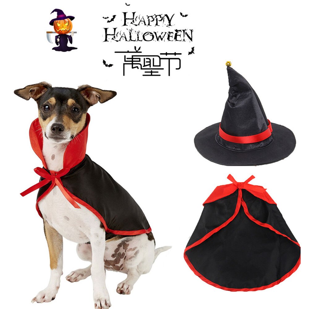 Speelse Heks Creativiteit Halloween Cosplay Huisdier Kostuum Kleine Hond Fancy Jurken Kleding Knappe Magical Zwarte Mantel Pak Voor Hond