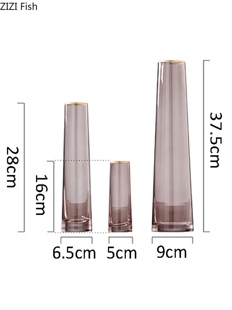 Jarrón de cristal embellecedor dorado, maceta de flor hidropónica gris, arreglo Floral, jarrones Rosa transparente, decoración del hogar, accesorios modernos