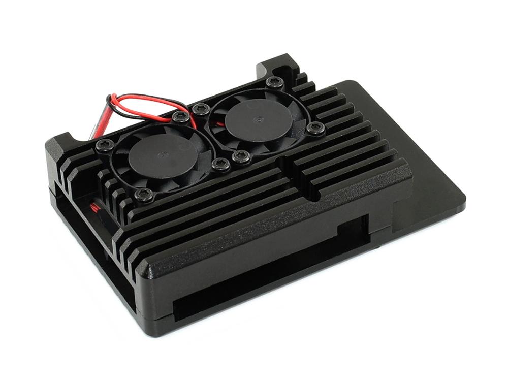 Aluminium Alloy Case for Raspberry Pi 4 Model B, Black Armour, Dual Cooling Fans,dust resistance, excellent heat spreading