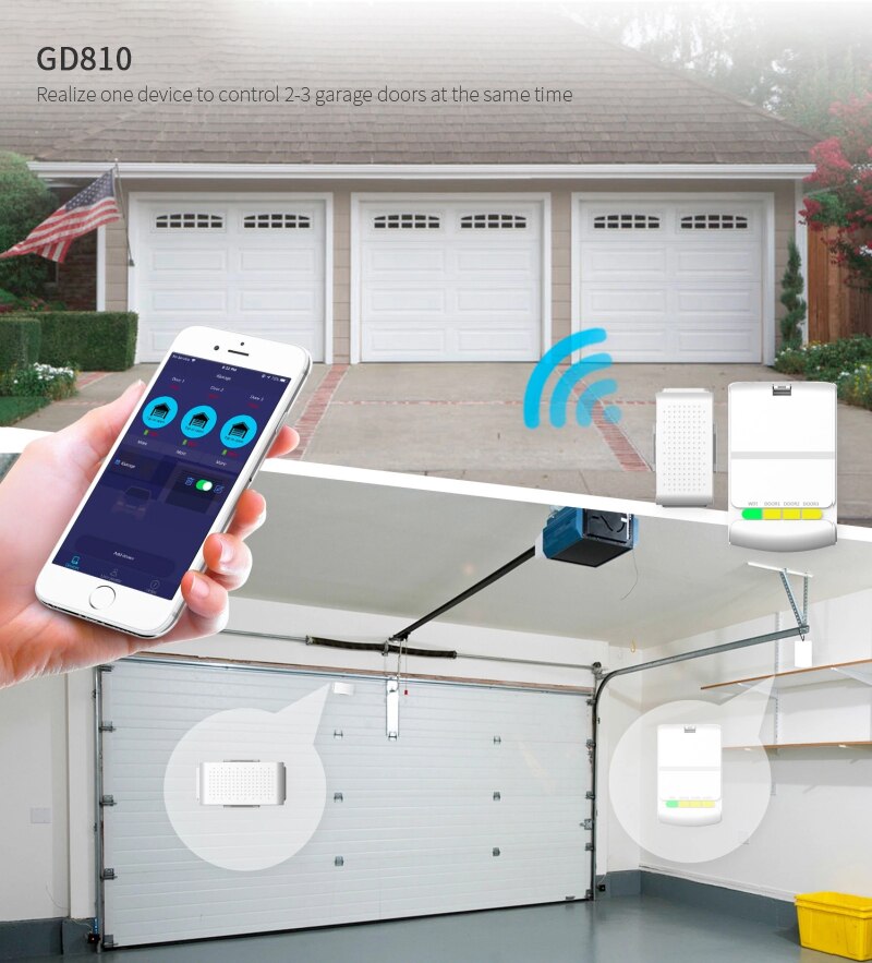 Smart Door Remote Control For Roll Up Door Up To 3 Garage Doors Remote Opener With Voice Control Work With Alexa Google Home