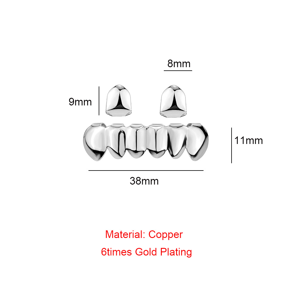 RACHELZ Color oro plata DIY 2/6 parte superior inferior dientes brillantes Grillz cadera tapas de dientes para Mujeres Hombres joyería de Halloween