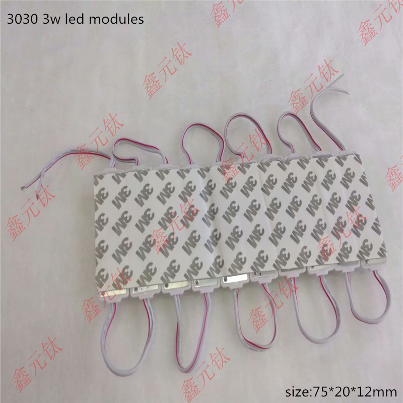 3W 12V LED modules 3030 wit warm wit 3leds Hoogtepunt reclame verlichting optische lens waterdichte ip65 20 stks/partij