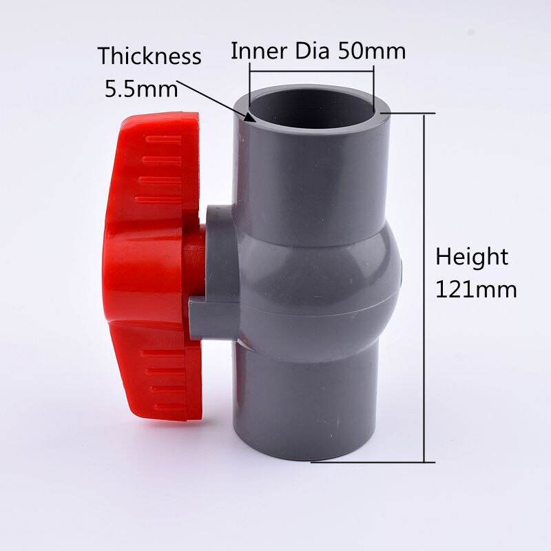 1pc 20~63mm PVC globe valve Garden Irrigation Agricultural Irrigation Water Pipe Connectors Aquarium Tank Fish Tank Adapter: Inner Dia 50mm