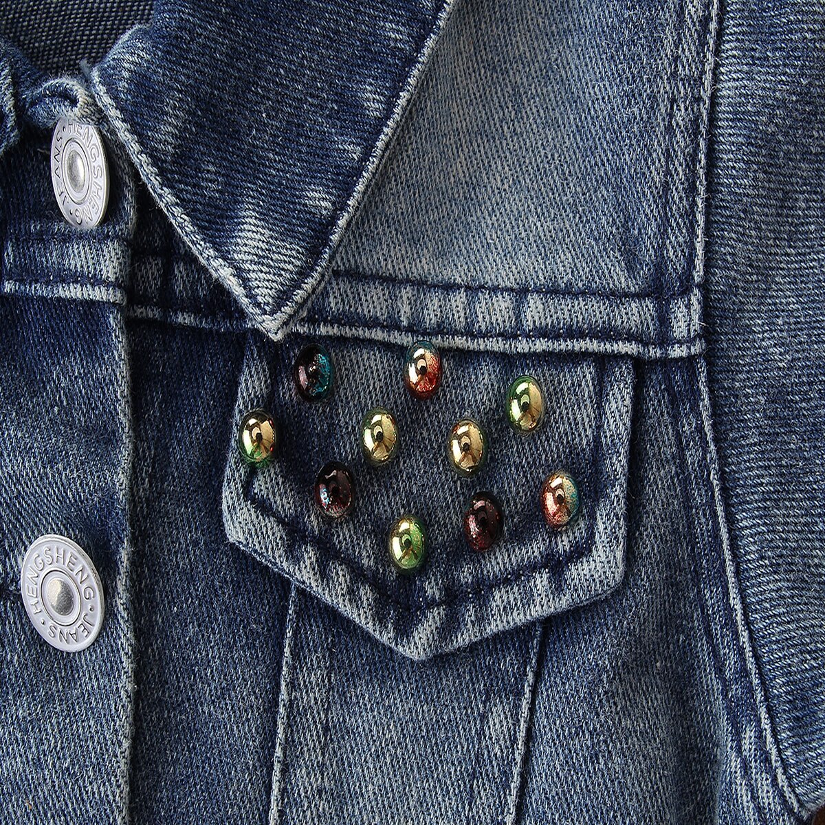 Mode Kinderen Baby Meisje Pailletten Hart Denim Jeans Jassen Herfst Lente Bovenkleding Kind Meisje Lange Mouw Kralen Zakken Jacket