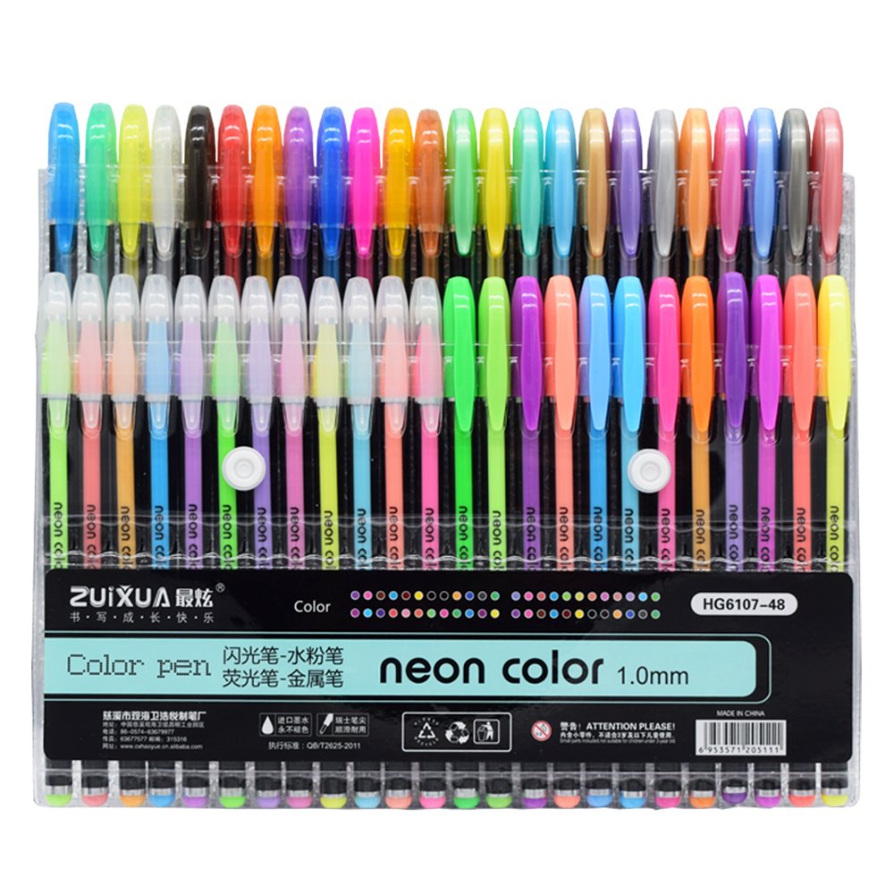 48/36/24/18/12 Kleuren Gel Pennen Set, glitter Gel Pen Voor Volwassen Kleurboeken Tijdschriften Tekening Doodling Art Markers
