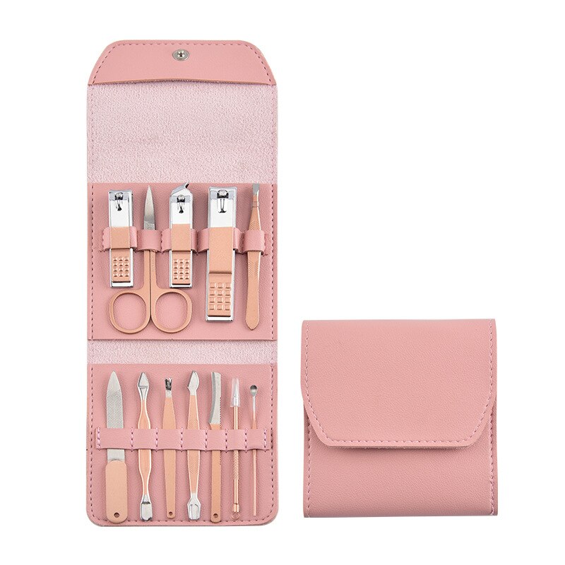 Or Rose 12/16 pièces/ensemble coupe-ongles ciseaux sac pliant outils à ongles Kits de maquillage multifonctions ensemble de manucure outils de soin des pieds à la main: 12pcs rose red