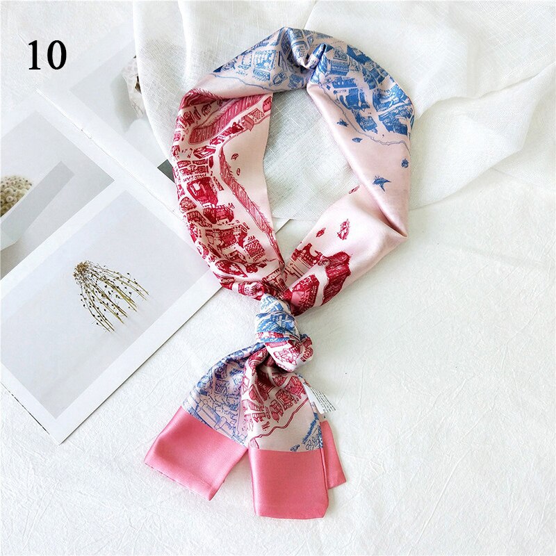 Women Neck Scarf Diy Hair Tie Hairbands Euro Style Skinny Wristband Narrow Long Striped Scarves Handbag Ribbon: 10