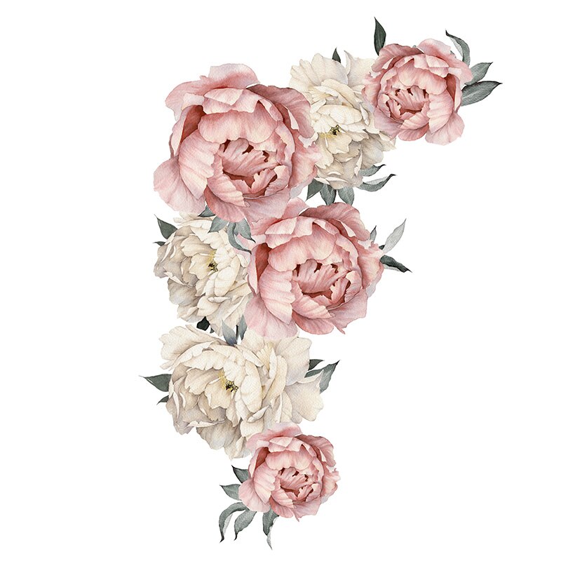 Large Peony Rose Flower Art Wall Sticker Living Room Home Background DIY Decal Bedroom Decoration Wall Decals: QT5962 / 30X45cmX1pc