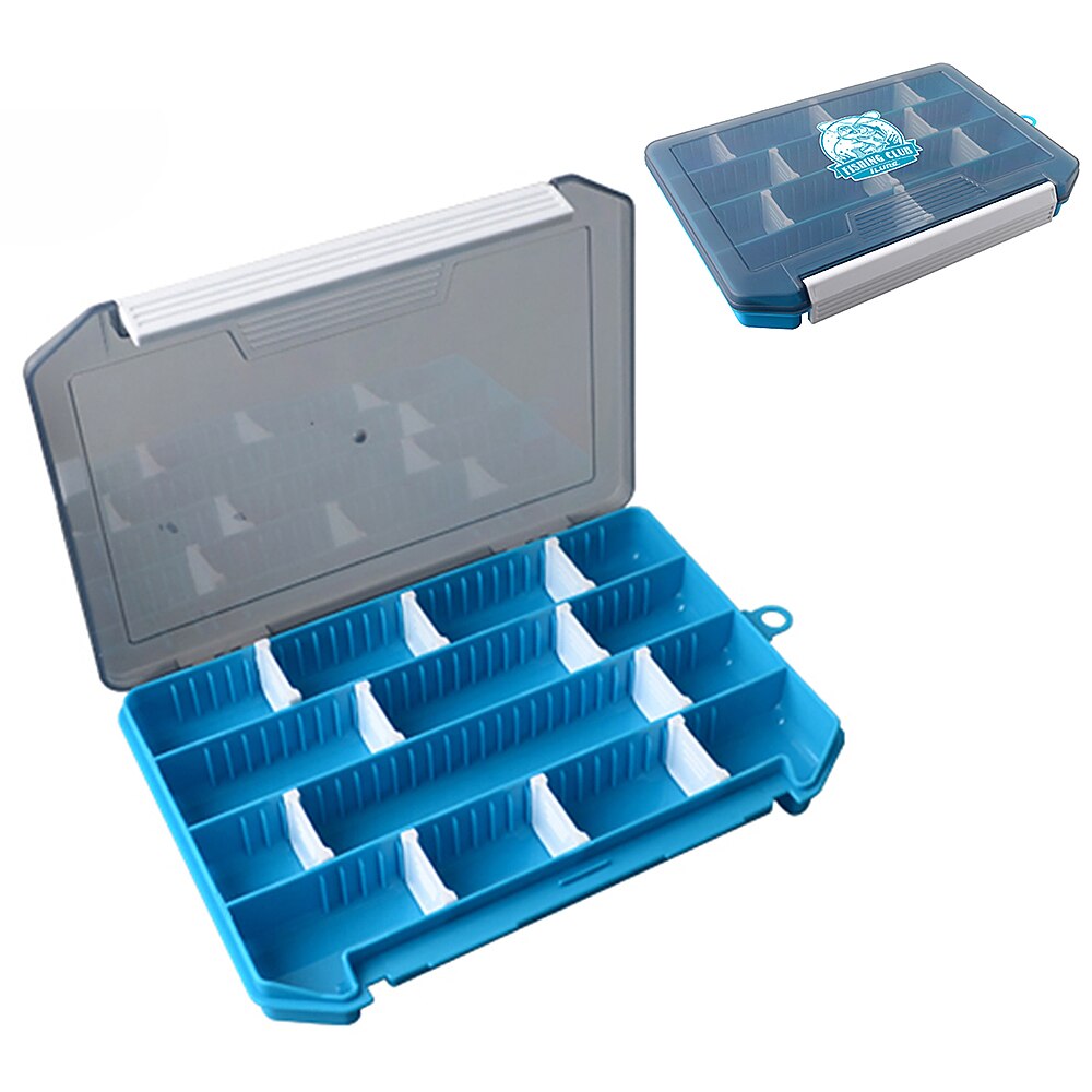 Fishing Tackle Box Storage Trays with Removable Dividers Fishing Lures Hooks Accessories Storage Organizer Box: Blue