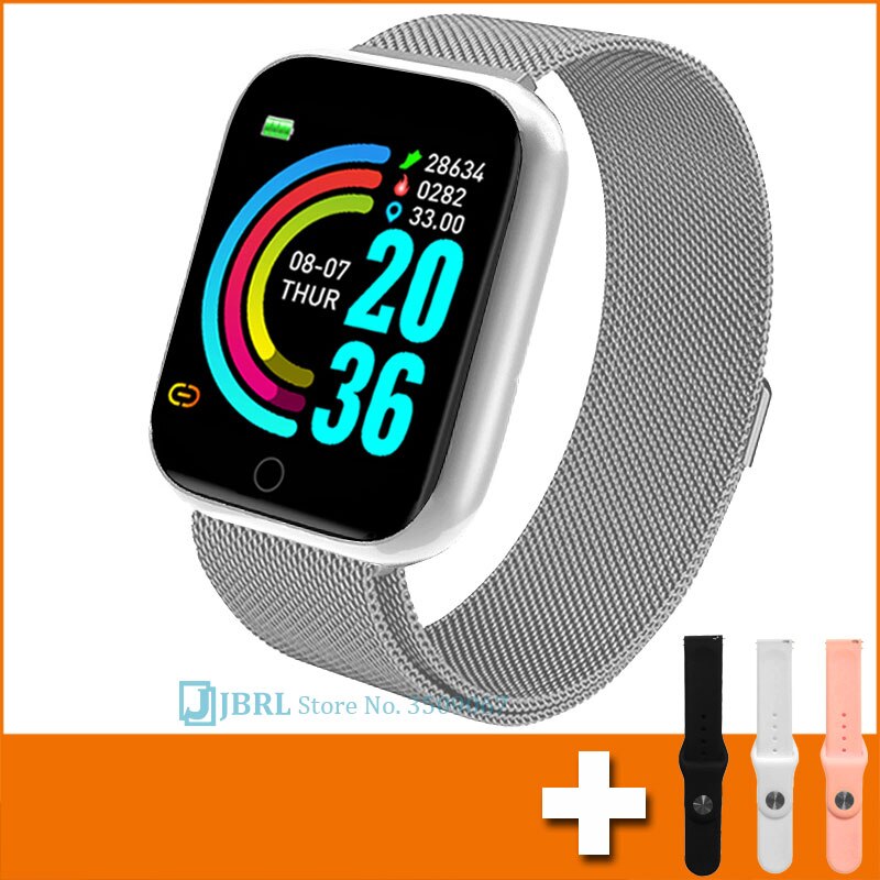 Più nuovo Smart Band Donne Degli Uomini Smartwatch Bluetooth Delle Signore di Fitness Del Braccialetto Del Mens Impermeabile Android IOS Phone Sport di Frequenza Cardiaca: silver add strap 9