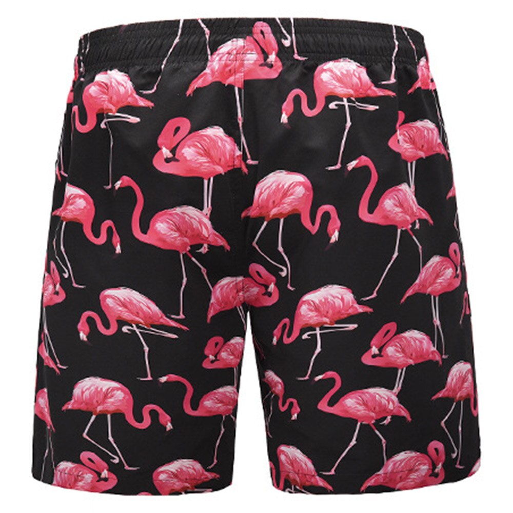 pink Flamingo print Loose Cargo Shorts Men Cool Summer Short Pants Homme Beach Shorts Polyester