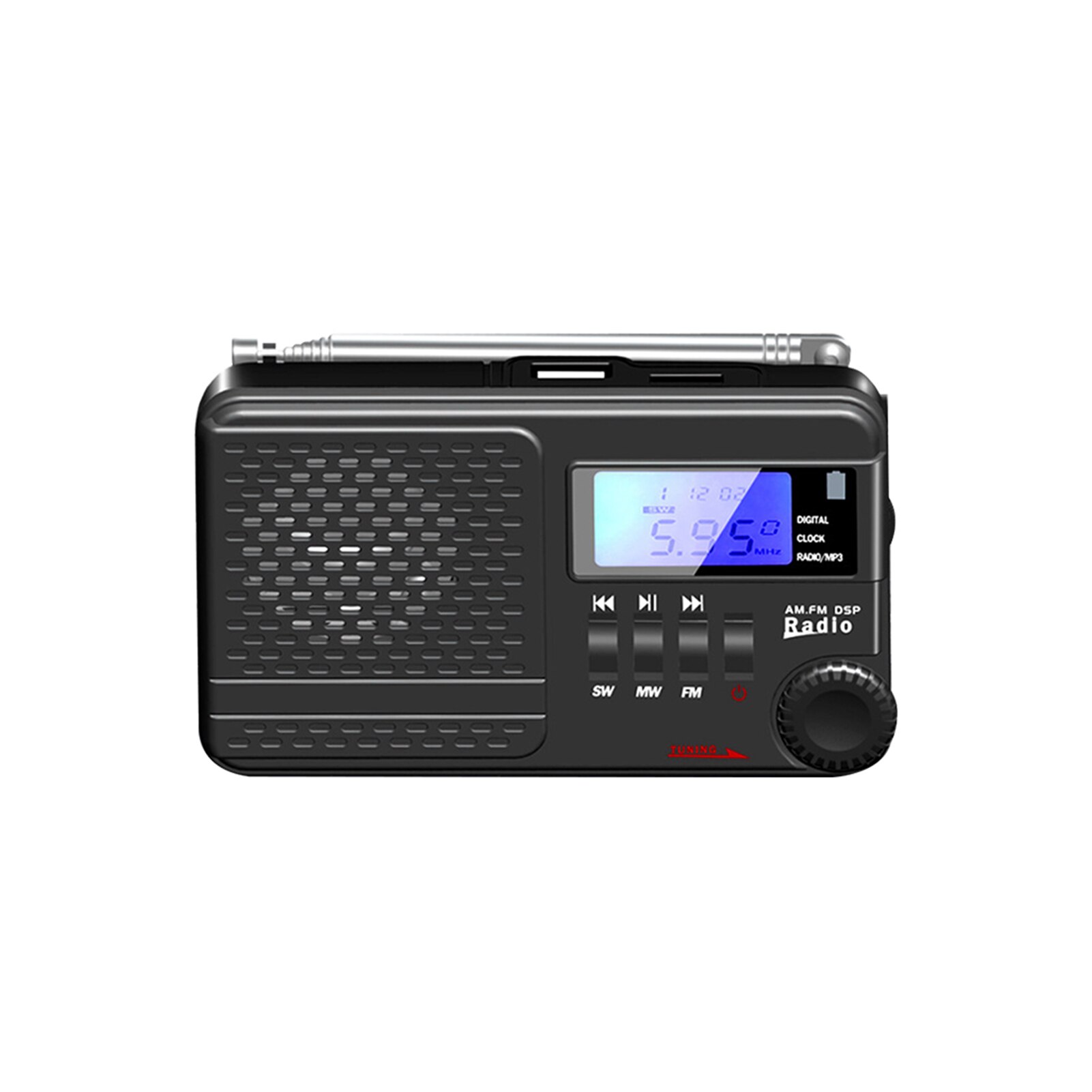 Handheld Digitale Radio Lcd-scherm Am Fm Mini Draagbare Antenne Muziek Afspelen Media Player MP3 Ondersteuning Tf-kaart Volledige band