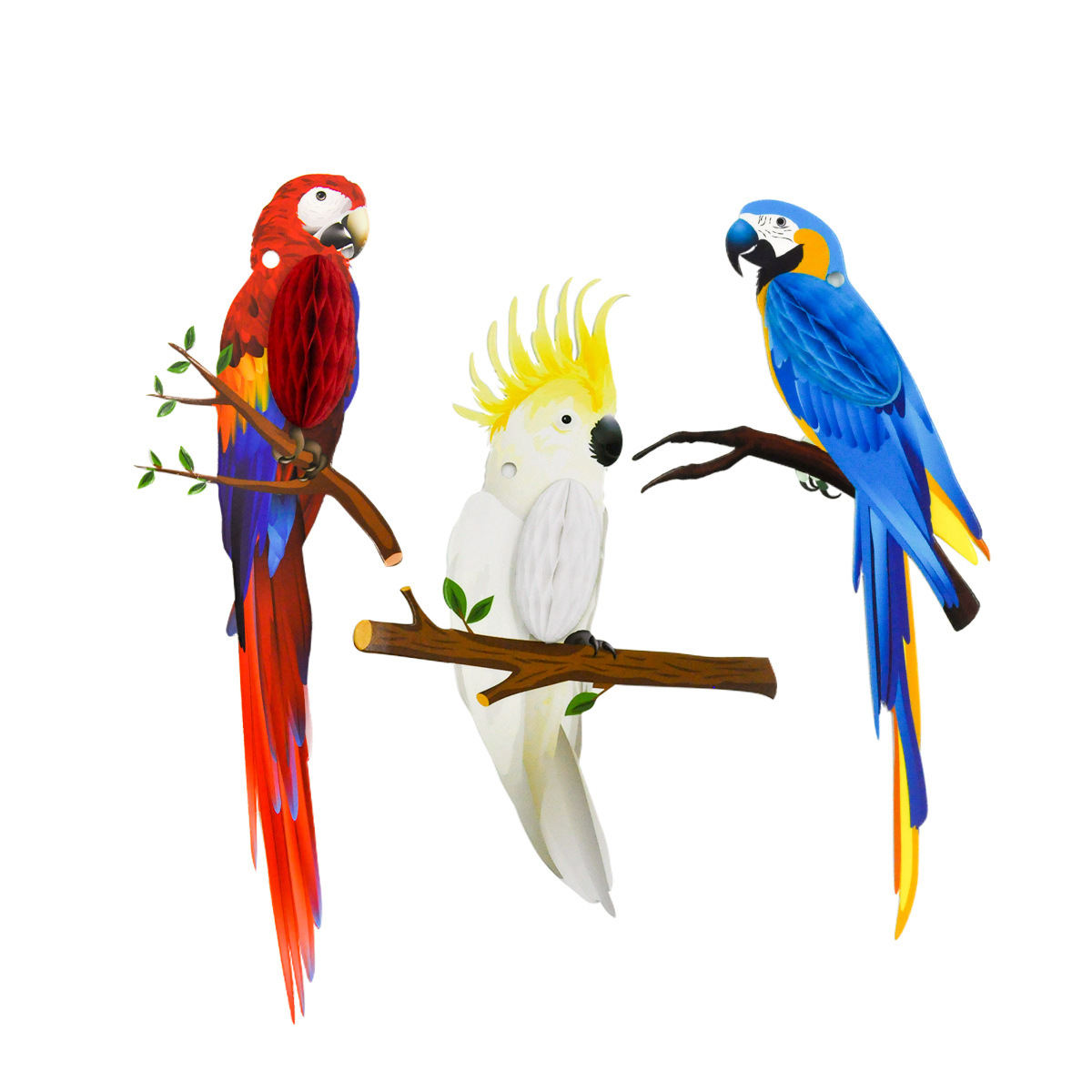 Wiszące papierowe papierowe flaming ananas kaktus o strukturze plastra miodu strona dekoracji hawajskie Luau urodziny ślubny wystrój domu dostaw: 3szt parrots