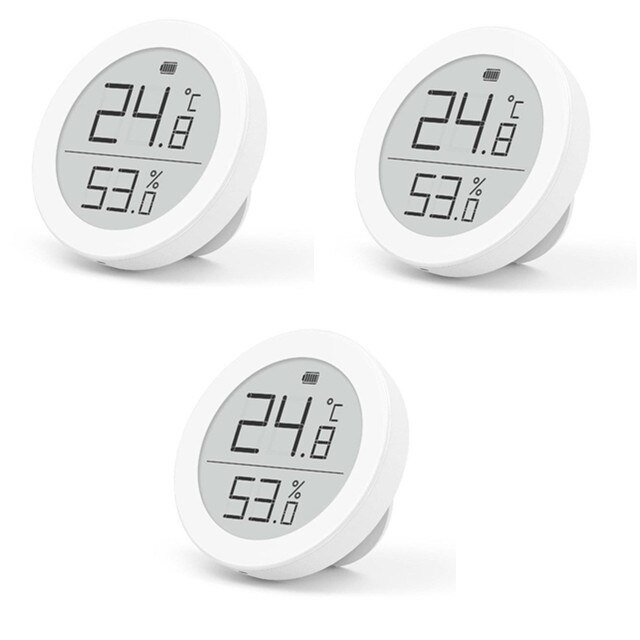 qingping Temperature Humidity Sensor Data Storage Electronic Link INK Screen Digital Thermometer Sensor: 3 Pcs
