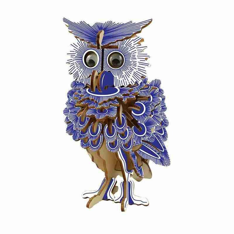 Bricolage 3d assemblé Puzzle jouet coupe en bois hibou Animal capacité Kit pour enfants jeu pratique modèle construction Puzzle G P0G5: Default Title