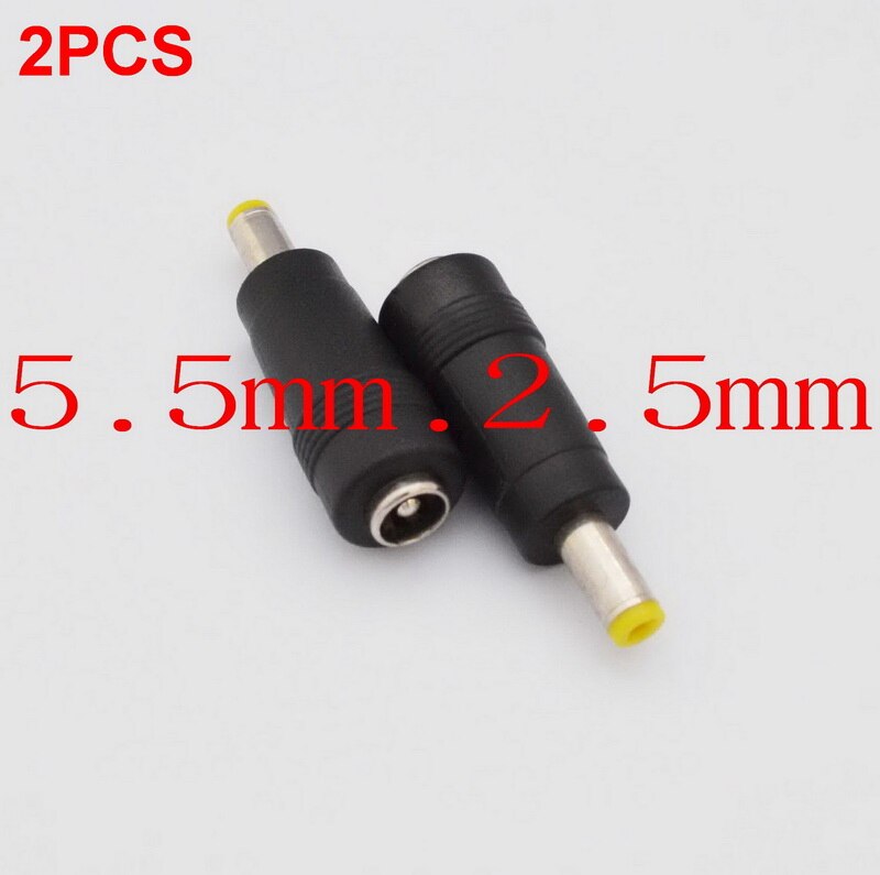 2 uds. Enchufe DC de 5,5x2,1mm, hembra a 6,5x4,4mm, 5,5x2,5mm, 5,0x3,0mm, 4,8x1,7mm, 4,0x1,7mm, 3,5x1,35mm, 3,0x1,1mm, 2,5 x mm 0,8mm 2,0x0,6mm: 5.5mm x 2.5mm