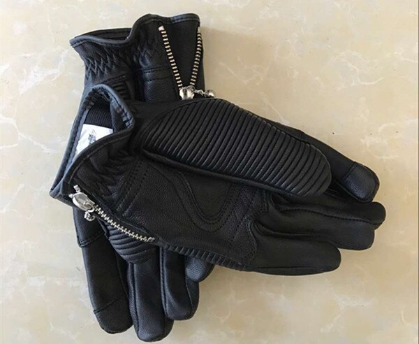 Casual uglybros nahkakäsineet moottoripyörän suojakäsineet moto ratsastushanskat motohanskat unisex lämpimät käsineet: Musta / S