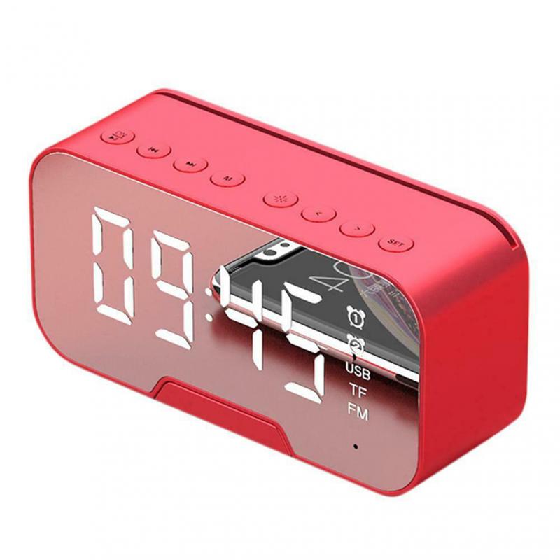 Led Spiegel Scherm Wekker Horloge Tafel Digitale Klok Despertador Draadloze Bluetooth 5.0 Speaker Fm Hand-Gratis Call Tafel decor: Rood