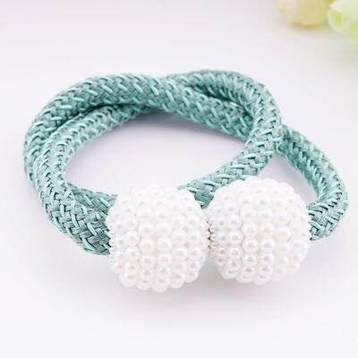 1/2PCS Magnetic Curtain Clip Curtain Holders Pompom Tieback Buckle Hanging Ball Buckle Curtain Tie Back Accessories Home Decors: Green / 2 PCS