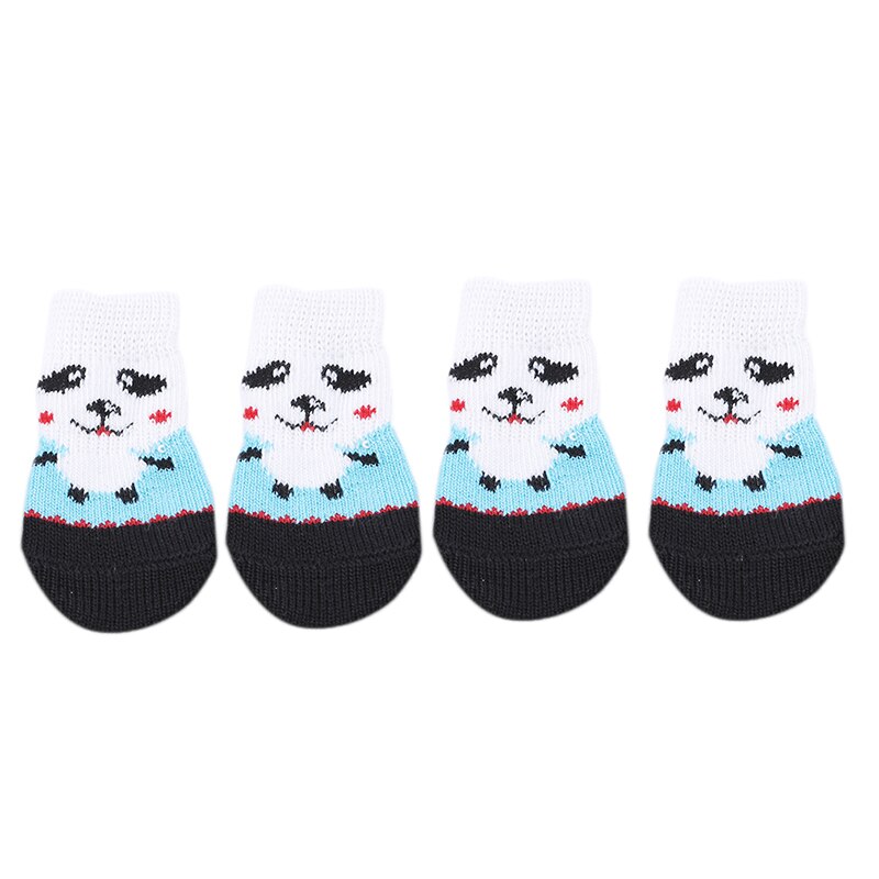 4 pcs Pet Dog Puppy Cat Shoes Slippers Non-Slip Socks Pet Cute Indoor for Small Dogs Cats Snow Boots Socks pet supplies: blue white M